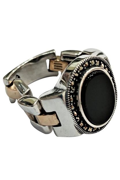 Mypat Silver Rolex Kordonlu Oval Oniks Ve Zirkon Tas Erkek Yuzuk Trendyol