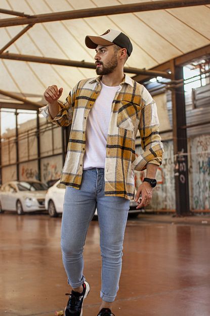 Moda Fethi Erkek Sari Kalin Kumas Oduncu Gomlek Trendyol