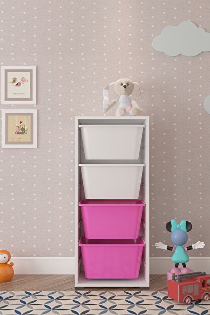 Pratico 4 Derin Sepetli Acik Pembe Beyaz Cok Amacli Oyuncak Dolabi Pra4d Trendyol