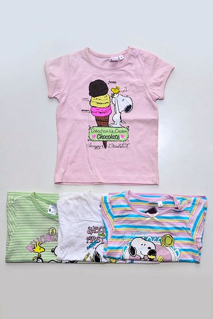 C A Kiz Cocuk Pembe Desenli 4 Lu T Shirt Trendyol