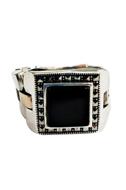 Mypat Silver Rolex Kordonlu Kare Oniks Ve Baget Tas Erkek Yuzuk Trendyol