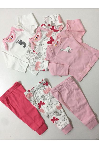 Abentiny Kiz Bebek Pembe Tonlari 6 Parca Kombin Set Trendyol