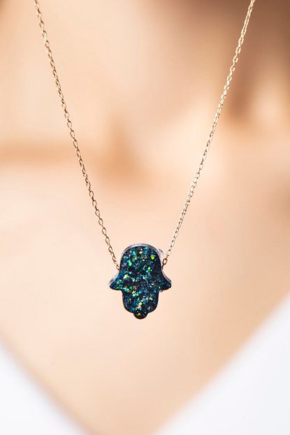 papatya silver 925 ayar opal tasli fatma ana eli gumus kolye trendyol