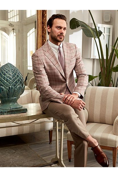 Dufy Pembe Ekose Erkek Ceket Galvin Sn Slim Fit Trendyol