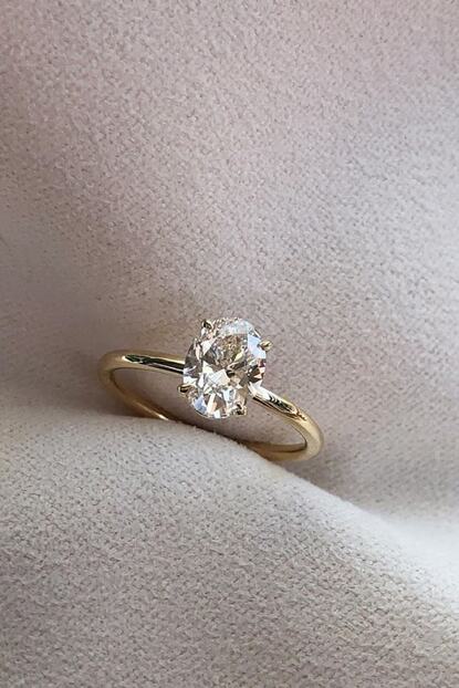 Crystal Diamond Zirconia 1 35 Karat 1 35 Carat Labaratuvar Pirlantasi Oval Tektas Yuzuk Trendyol