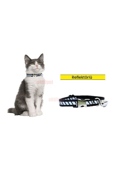 Petviya Reflektorlu Ayarlanabilir Zilli Kedi Boyun Tasmasi Siyah Trendyol