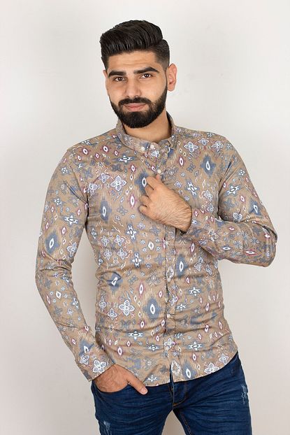 Shehba Plus Barko Erkek Desenli Gomlek Trendyol