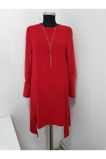 Butik Kadin Kirmizi Tesettur Tunik Trendyol