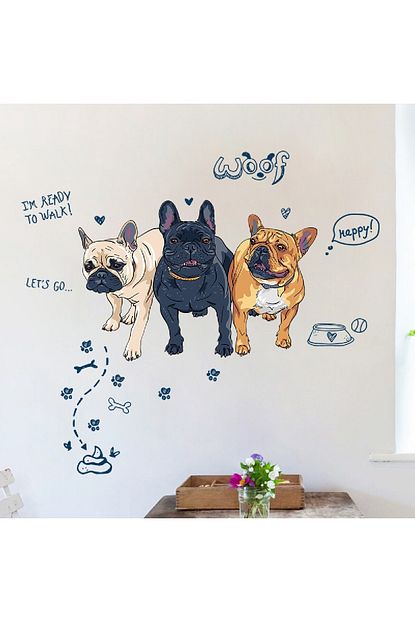 Crystal Kids Sevimli Bulldog Kopekler Ev Dekorasyonu Cocuk Odasi Duvar Sticker Duvar Kapi Susu Trendyol