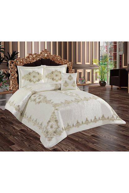 Hande S Home Collection Irem Bej El Isi Luks Fransiz Battal Boy Yatak Ortusu Trendyol