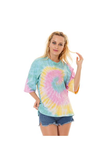 Tiedize Spiral Batik El Yapimi Pastel Renkli Oversize Tie Dye T Shirt Trendyol
