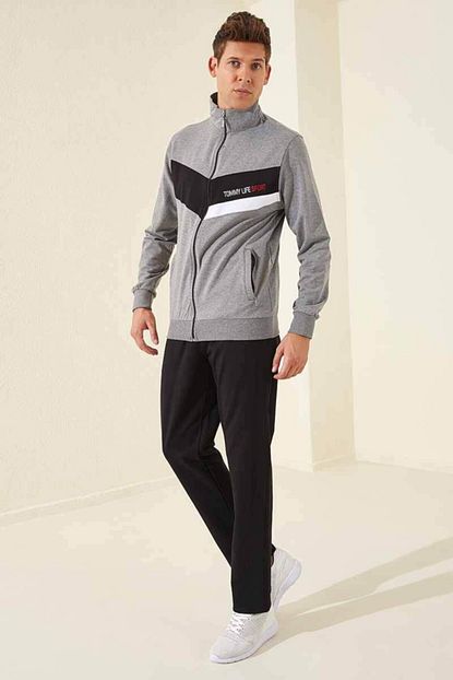 Tommy Life Sport On Garnili Gri Melanj Siyah Erkek Esofman Takim Trendyol