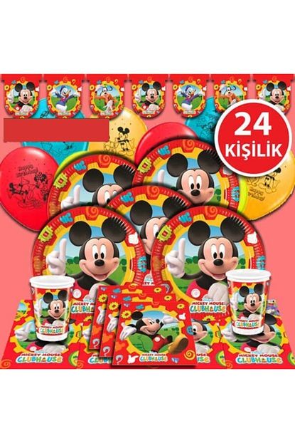 As Balon Afisli Mickey Mouse Miki Dogum Gunu Parti Malzemeleri Susleri Set 24 Kisilik Trendyol