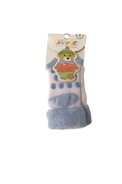 Akyuz Bebe Erkek Cocuk Mavi Kaydirmaz Corap 0 Yas Trendyol