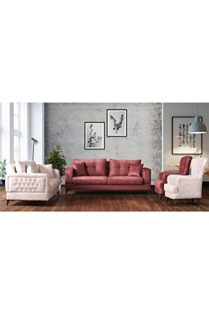 Bievve Kadin Pembe Beyaz Torino Koltuk Takimi Trendyol