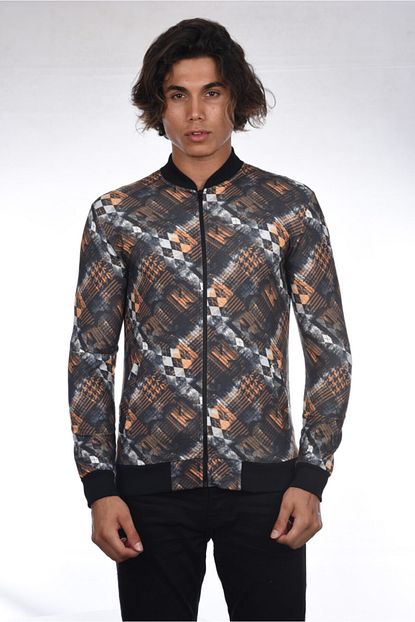 Guest Men Erkek Siyah Fermuarli Digital Baski Sweatshirt 21104 Trendyol