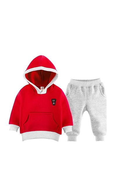 Liyavera Erkek Cocuk Kirmizi Cepli Kapusonlu Kislik Sweat Takim Trendyol