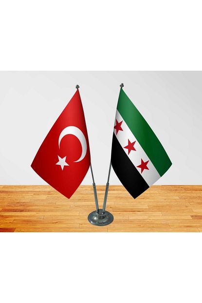 Vatan Bayrak Masa Ustu Ozgur Suriye Bayragi Turk Bayragi Ikili Krom Direk Ile Birlikte Trendyol