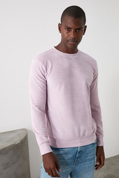 Trendyol Man Lila Erkek Bisiklet Yaka Uzun Kollu Kadife Sweatshirt Tmnaw20sw0204 Trendyol
