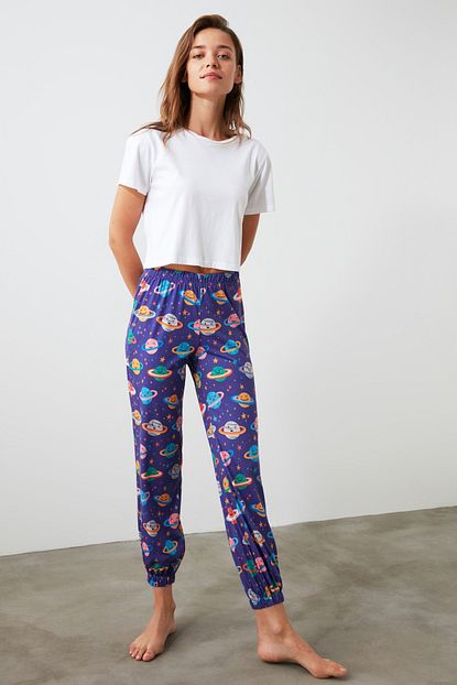 Trendyolmilla Galaksi Baskili Pijama Alti Thmaw21pj0020 Trendyol