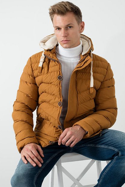 Buratti Erkek Hardal Ekstra Slim Fit Kapusonlu Mont 556b5081 Trendyol