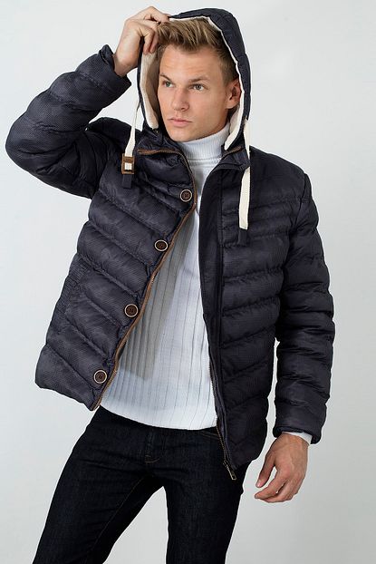 Buratti Erkek Kahverengi Slim Fit Kapusonlu Dik Yaka Sisme Mont Trendyol