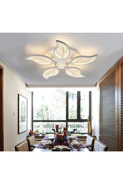 Burenze Yaprak Desenli Concept Urun Krom Kademeli 3 Renk Plafonyer Power Led Avize Trendyol