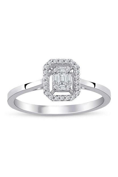 Blue Moon Diamond Kadin Beyaz Pirlanta Baget Yuzuk 0 22 Karat Trendyol
