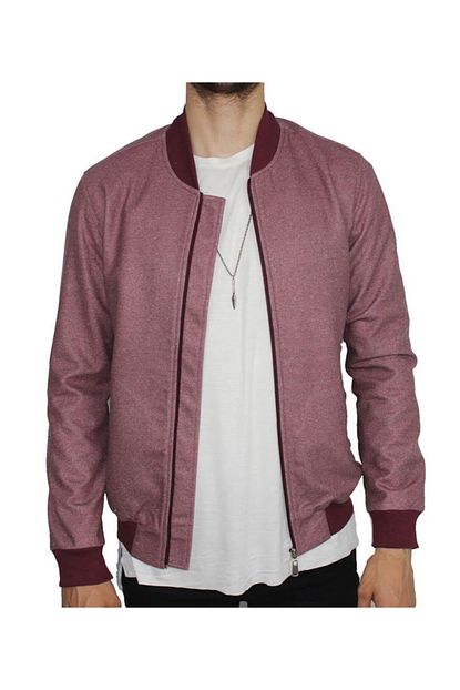 Efabric Erkek Bordo Dokulu Bomber Ceket Mont Trendyol