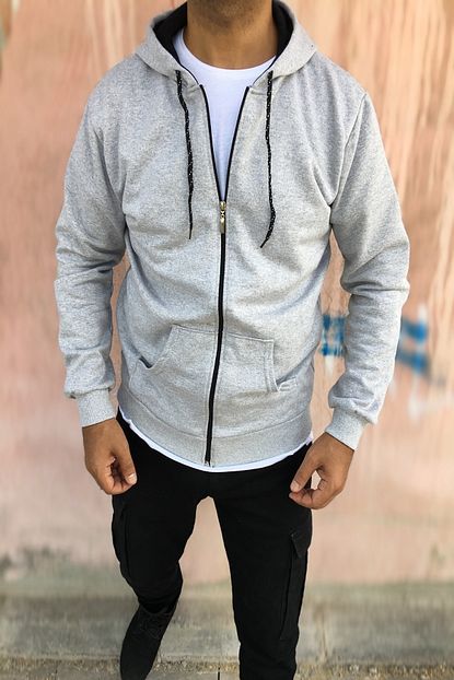 Outlet Carsim Erkek Gri Kapusonlu Sweatshirt Trendyol