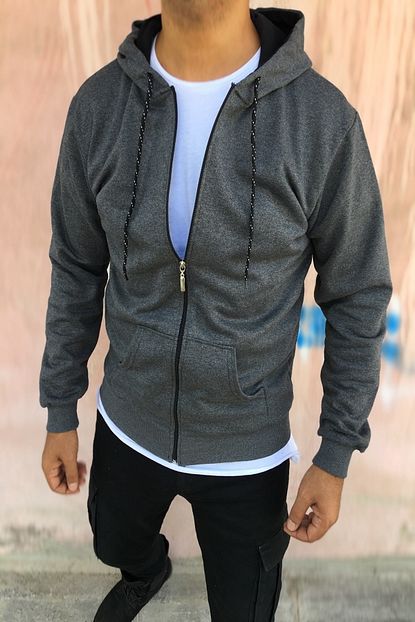 Outlet Carsim Erkek Fume Kapusonlu Basic Sweatshirt Trendyol