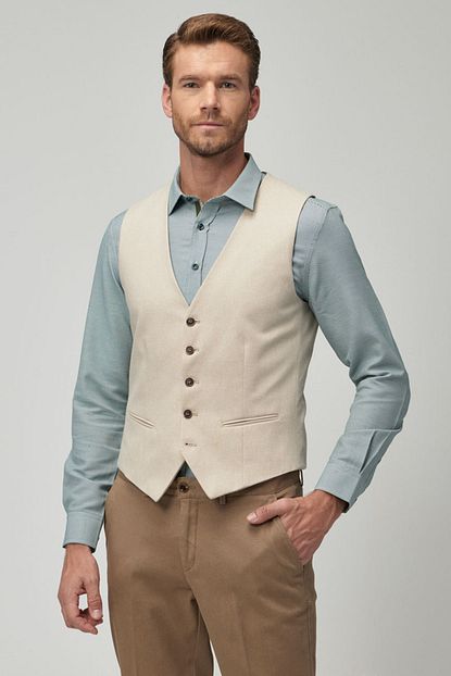 Altinyildiz Classics Erkek Bej Slim Fit Yelek Trendyol