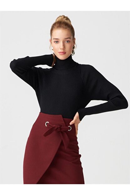 Bythebest Kadin Siyah Bogazli Fitilli Badi Trendyol