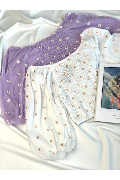 moda flamingo lila papatya desenli tul
