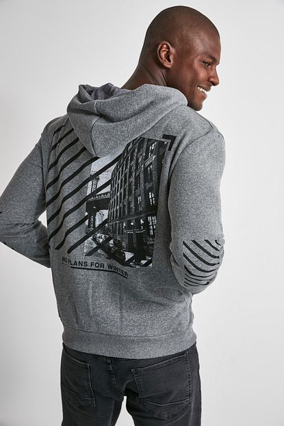 Trendyol Man Antrasit Erkek Sirt Baskili Kapusonlu Regular Sweatshirt Tmnaw21sw0521 Trendyol