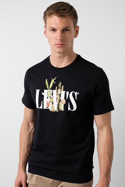 Levi S Erkek Siyah Baskili Bisiklet Yaka Regular Fit T Shirt Trendyol