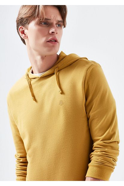 Mavi Erkek Sari Kapusonlu Sweatshirt Trendyol