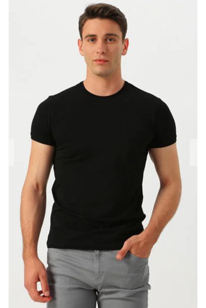 Fbi Erkek Siyah Basic Bisiklet Yaka T Shirt Trendyol