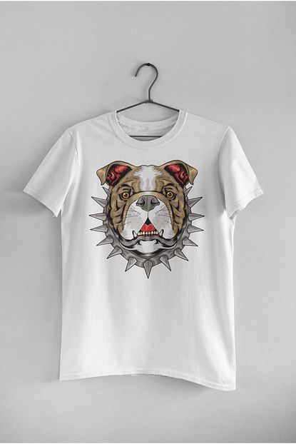Pierbypier Unisex Beyaz Bulldog Pitbull Karizmatik Havali Dijital Baskili Kopek Desenli Tisort Trendyol