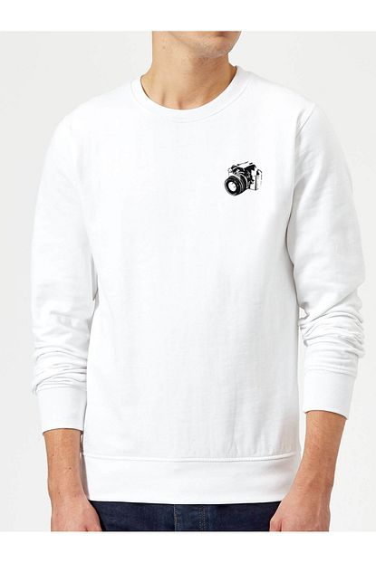 beyaz erkek orme sweatshirt uzun kol