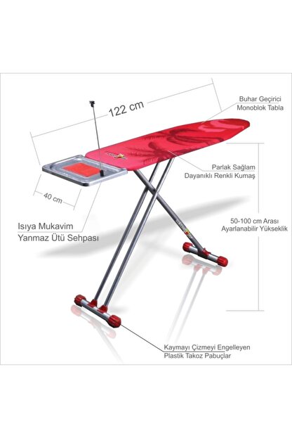 M3decorium Yuksekligi Ayarlanabilen Yanmaz Utuluklu Kablo Tutuculu Kaydirmaz Cizmez Pabuclu Utu Masasi Sehpasi Trendyol