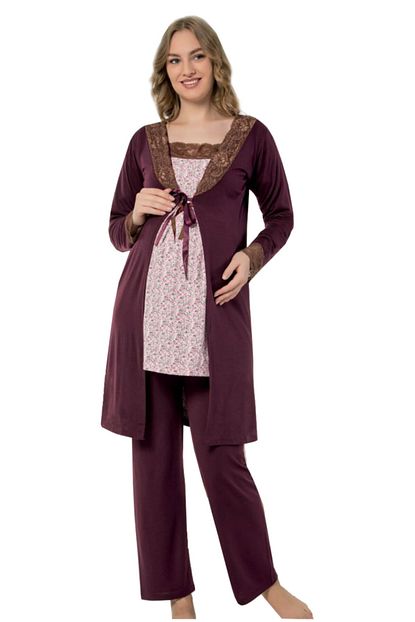Jenika 3 Lu Lohusa Pijama Takimi 36211 Sabahlikli Hamile Pijamasi Trendyol