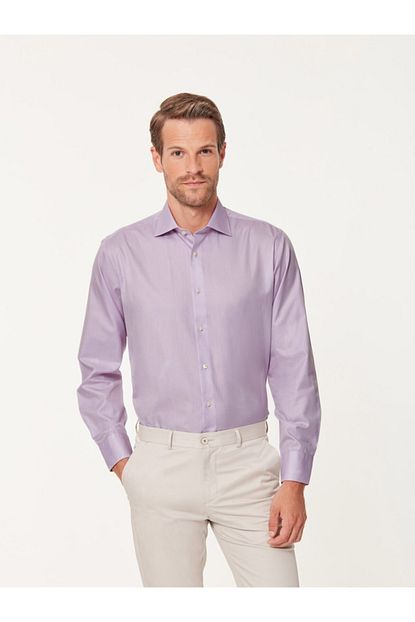 Emnana Premium Twill Eflatun Slim Fit Erkek Gomlek Trendyol