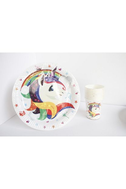 Unicorn 8 Li Karton Tabak Bardak Set Dogum Gunu Seti Trendyol