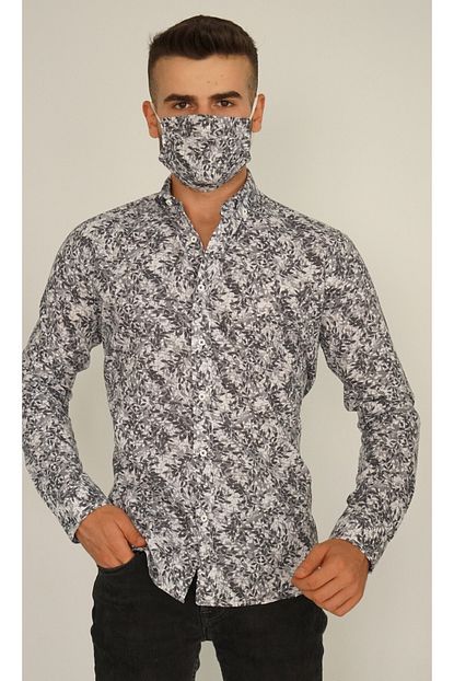 Oboybey Colection Erkek Siyah Desenli Slim Fit Dar Kesim Gomlek Trendyol