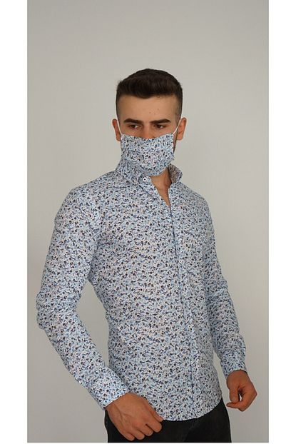 Oboybey Colection Erkek Mavi Desenli Gomlek Trendyol
