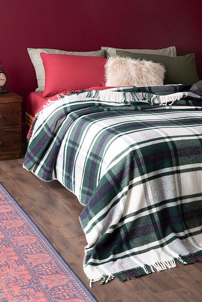 English Home Mackenzie Simli Pamuklu Cift Kisilik Battaniye 200x220 Cm Yesil Trendyol