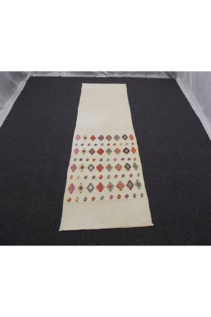zehra abla hali el dokuma benzersiz boyut super ak pamuklu yoruk yun kilim 70 x 250 fiyati yorumlari trendyol