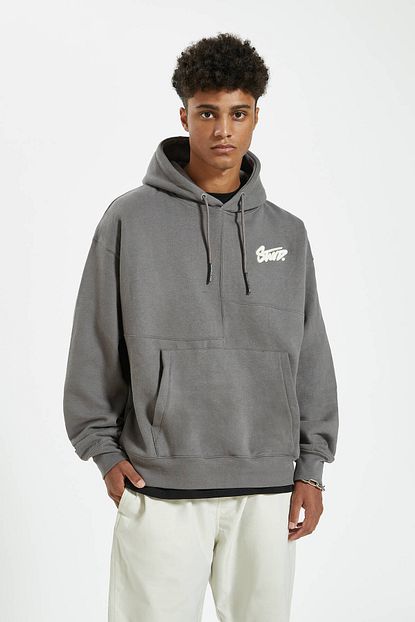 Pull Bear Erkek Gri Premium Stwd Logolu Kapusonlu Sweatshirt 09594511 Trendyol