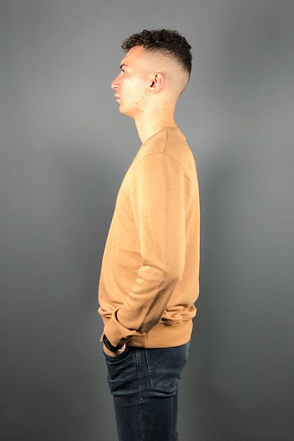 Aksesuargo Erkek Pastel Kahverengi Renk Bisiklet Yaka Sweatshirt Trendyol